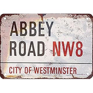 JINKAIRUI Plaque métallique vintage S Abbey Road 30,5 x 20,3 cm - Les Beatles, Paul McCartney, John Lennon, RIngo Starr, George Harrison