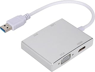 USB3.0 to VGA Converter, Multi-Functional Aluminum Alloy USB 3.0 to VGA/HDMI/LAN/DVI Converter Adapter Support HDMI and VGA Dual Output
