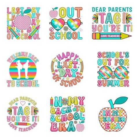 9pcs Iron On Decals for Clothing Cover