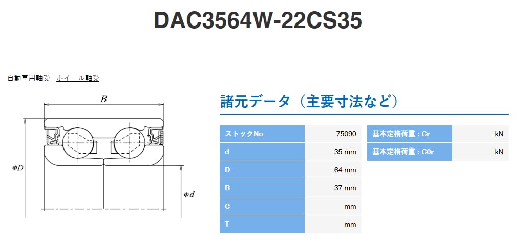 Amazon.co.jp: JTEKT ジェイテクト ホイールベアリング DAC3564W