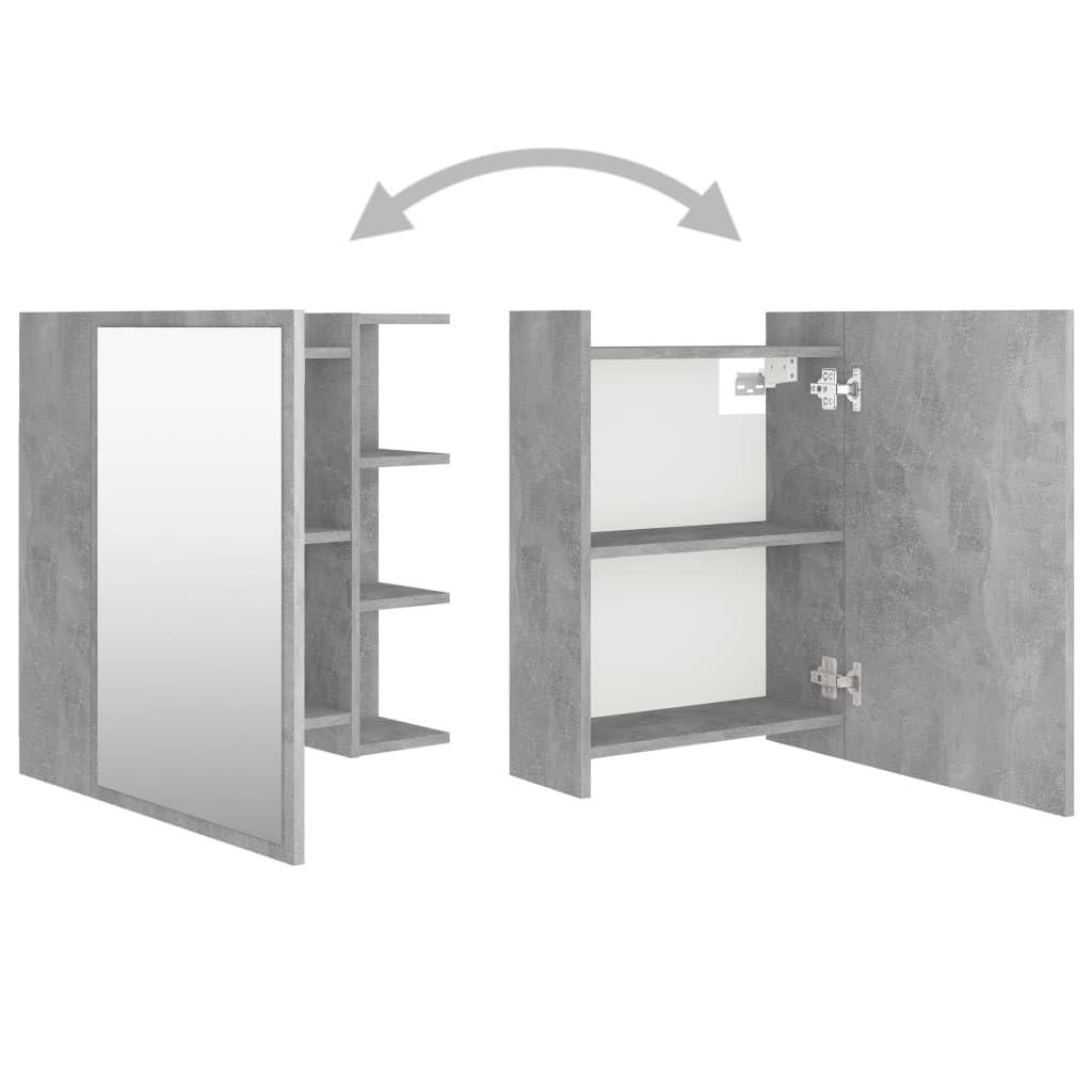 vidaXL Armario Espejo de Baño Inodoro Aseo Muebles Mobiliario Almacenamiento Estante Decoración Adorno Contrachapada Gris Hormigón 62,5x20,5x64 cm