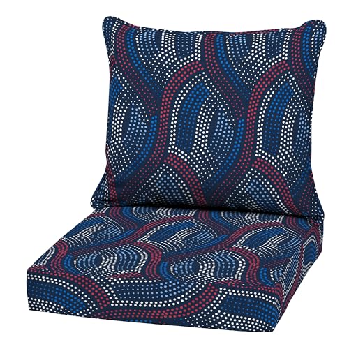Image of Arden Outdoor Deep Seat Cushion Set, 22x24, Sapphire Liberty Mosaic