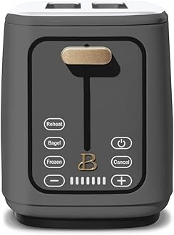 Beautiful 2 Slices Toaster with Touch-Activated Display, 7 Browning Settings, Bagel & Frozen Bread Presets, Slide-Out Crumb Tray Stylish Kitchen Toaster by Drew Barrymore (Oyster Gray)