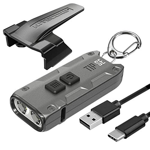 Nitecore Tip SE Gray 700 Lumen USB-C Rechargeable EDC Keychain Flashlight with Lumentac Charging Cable