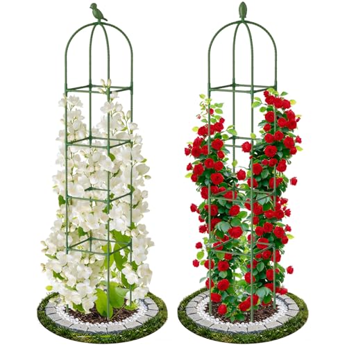 2 Pack Garden Obelisk Trellis for Climbing Plants 71 Rustproof Metal Tower Plant Support Cages Rose Trellis for Tomato Potted Flowers Vegetables Vines Indoor Outdoor Garden Patio