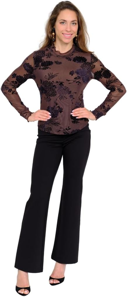 LIOR Women's Black Mini Flare Soft Ponte Pull On Dress Pant (Steffi)