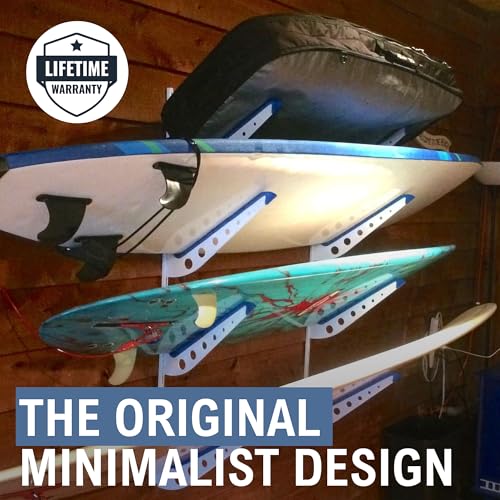 Image of StoreYourBoard Surfboard Wall Mount Rack, Holds 4 Boards, Padded Arms