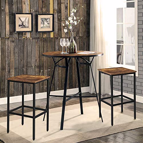 KINGSO Bar Stools, Set of 2 Bar Chairs, Kitchen Breakfast Stools Industrial Bar Chairs with Adjustable Footrest for Living Room, Party Room, Kitchen, Pub, Rustic Brown - Thumbnail 5
