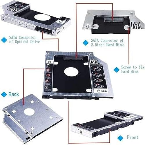Mobiseries 2nd Hard Drive Caddy Adapter Tray Enclosures, Universal for 9.5mm CD/DVD Drive Slot (for SSD and HDD) (for DELL HP Lenovo ThinkPad ACER... - Image 4