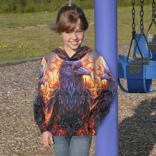 Angry Animal Crow Hoodies Hooded Athletic Sweatshirts Cute 3D Print for Girls Boys (Health Fabric)4