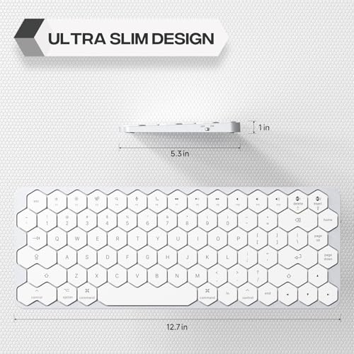 Image of GEEZER Wireless Bluetooth Keyboard - Hexagon Keycap Portable Ultra-Slim Rechargeable Compact Keyboards Compatible with Mac, iPhone, iPad(White)