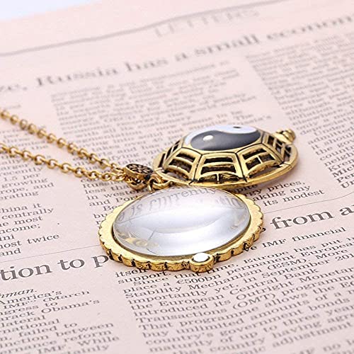 Collier loupe 5X pendentif rétro doré avec longue chaîne de pull pour lecture - 5