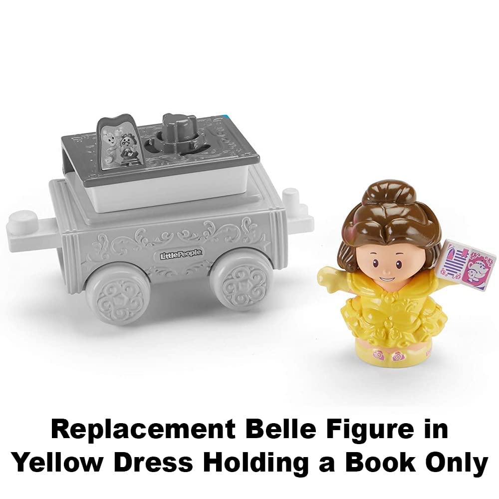 Pieza de repuesto para Fisher-Price Little People Princess Parade Belle & Chip Float - GKR21 ~ Figura de Belle de repuesto en vestido amarillo sosteniendo un libro