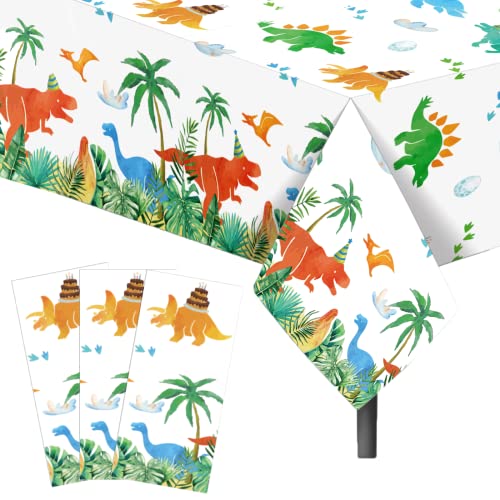 Hombae 3Pcs Watercolor Dinosaur Table Cover For Birthday, Dinosaur Birthday Party Supplies, Dinosaur Party Favors, Disposable Plastic Waterproof Table Cloths For Boys & Girls Dinosaur Baby Shower #TOP10