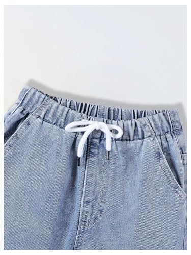 Verdusa Boy's Baggy Jeans Cargo Drawstring Waist Flap Pocket Joggers Carrot Denim Pants3