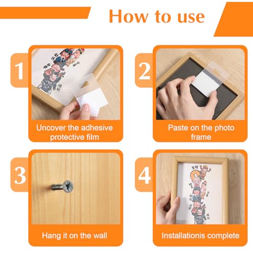 Image of Ouligay 12pcs Adhesive Picture Poster Hangers, Stick on Picture Hangers, Picture Frame Backing Clips, No Nail Picture Hangers for Frames, White Foamboard Hangers Ideal for Home and Office Decor