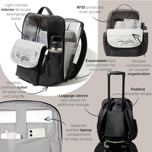 Image of Baggallini Women's Tribeca Expandable Laptop Backpack, Black