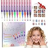 Nail Art Pens for Painting Nails 12 Colors Nail Art Markers Set with 0.5 mm Fine Tip Nail Doodle Pens for Girls Kids Women