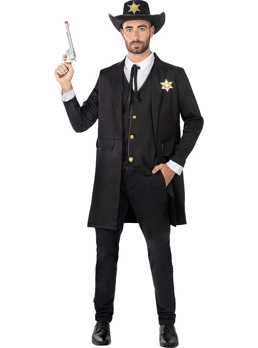Funidelia | Sheriff Costume for Men Cowboys, Indians, Western - Adult Costume and Fun Accessories for Parties, Carnival and Halloween - Size M - Brown