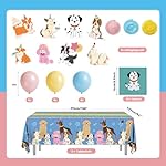 203pcs Retro Puppy Party Decorations Plates Napkins Pet Dog Birthday Party Supplies Retro Puppy Paper Cups Balloon Banner Hanging Swirls Tablecloths for Disposable Dog Birthday Tableware Set Serve 24 - Image 3