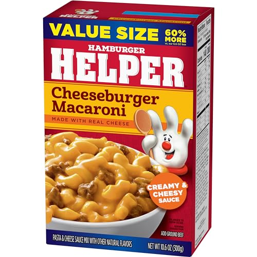 Image of Hamburger Helper Cheeseburger Macaroni Value Size Pasta Meal (10.6 oz - 6 Pack) No Artificial Flavors, Ready in 3 Easy Steps, Quick Meals for Midweek Dinners, Busy Evenings & Families On-the-Go