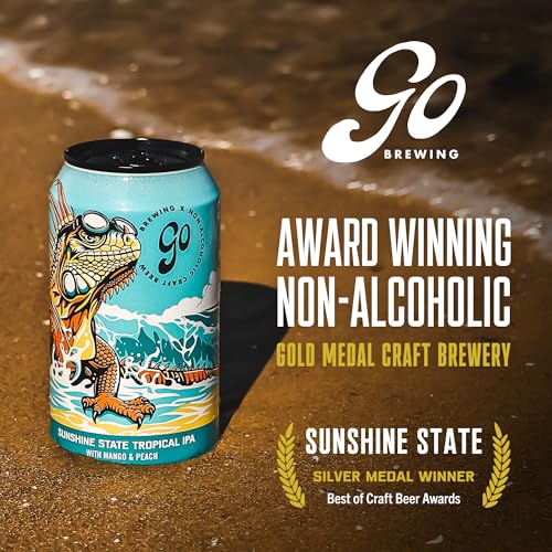 Image of Go Brewing Sunshine State Tropical IPA, NA Beer, 12 Pack (12 oz) | Small-Batch Craft Brew, Low-Calorie, Classic Ingredients, Bold Smooth Finish, Any Occasion