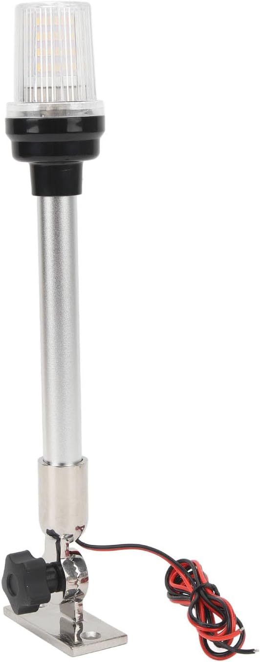 12 Inch LED Fold Down Boat Stern Light, IP66 Waterproof, Aluminum Rod, 3 Nautical Mile Bimini Top Lights, Stainless Steel Base, Boat Anchor Light for Pontoon Fishing Boat