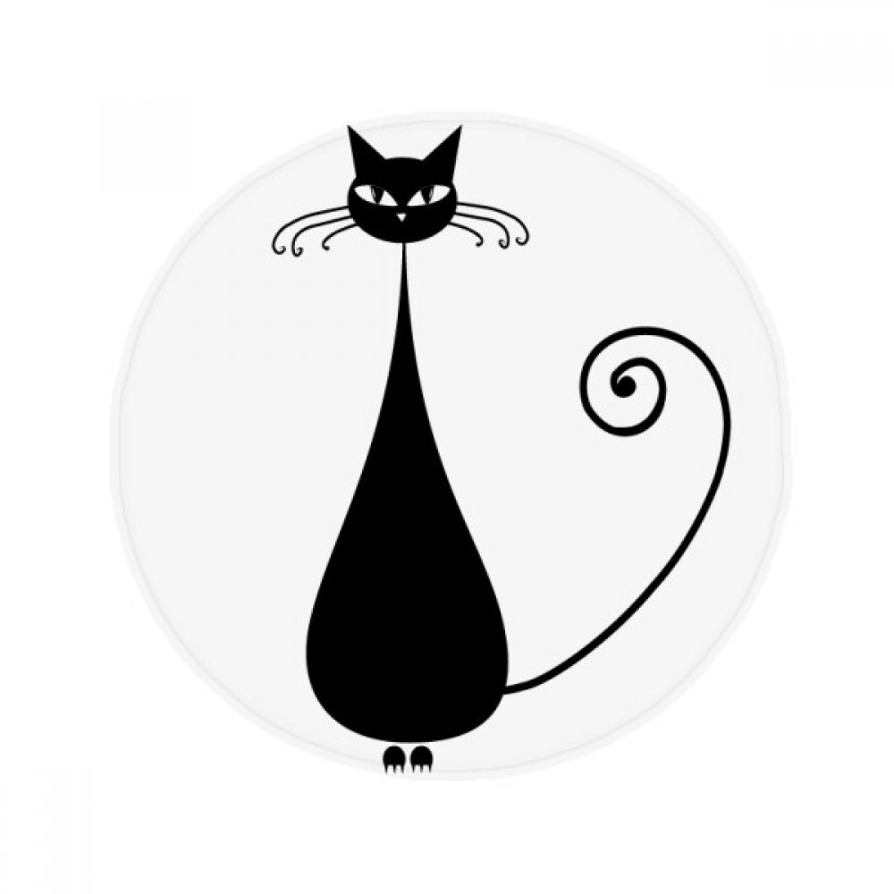 Tapis rond Chat Noir Halloween 80cm pour salon et cuisine