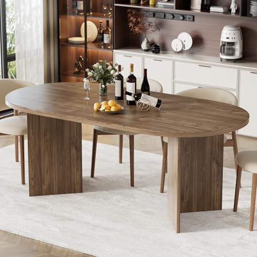 MSFE Table à Manger, Ovale Table Longue Rétro 190x90x76cm, 6-10 Personnes, Tables à Manger Bois, Tables de Cuisine, Pieds de Table en Forme de V,pour Salle...