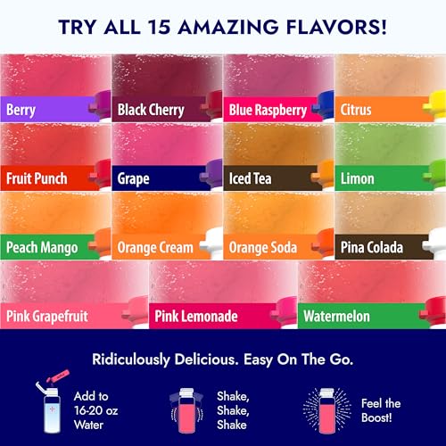 Image of Zipfizz Daily Energy Drink Powder, Variety Pack, 15 Pack | 3-in-1 Sustained Energy, Rapid Hydration, and Essential Vitamins | Sugar-Free | Electrolyte Powder | Contains Vitamin B-12 & Antioxidants