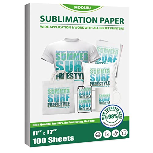 Sublimation Paper 11 x 17 Inch 100 Sheets for Inkjet Printers - Sublimate on Mugs Tumblers T-shirts & More