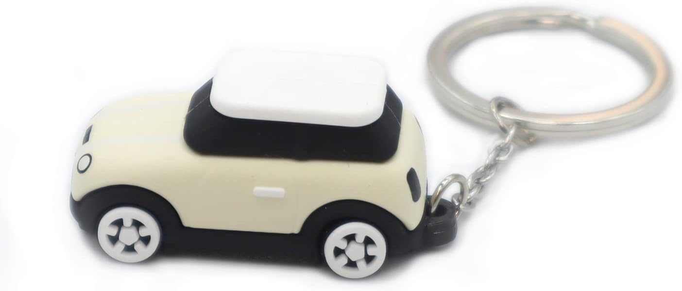 3D OM Keyring with MINI Silicone Model, Stylish Cute Adorable, Silver Chain, Achromatic Colors-white,gray