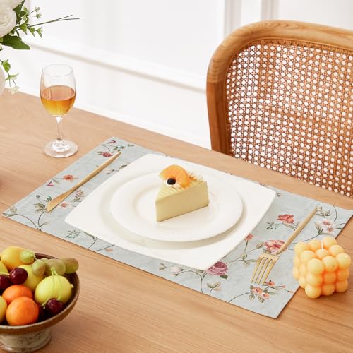 Napperons en tissu de lin floral rustique pour table de cuisine lavable - 3