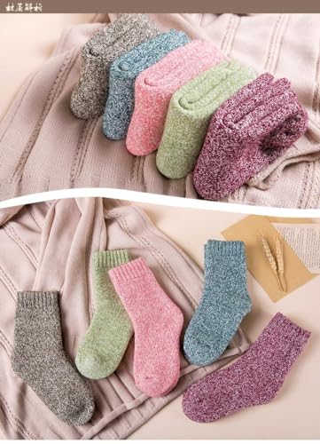 Supercap 5 Pack Thick Socks For Womens, Wool Socks Thermal Knit Cozy Socks, Soft Crew Socks Hiking Boot Warm Winter Socks