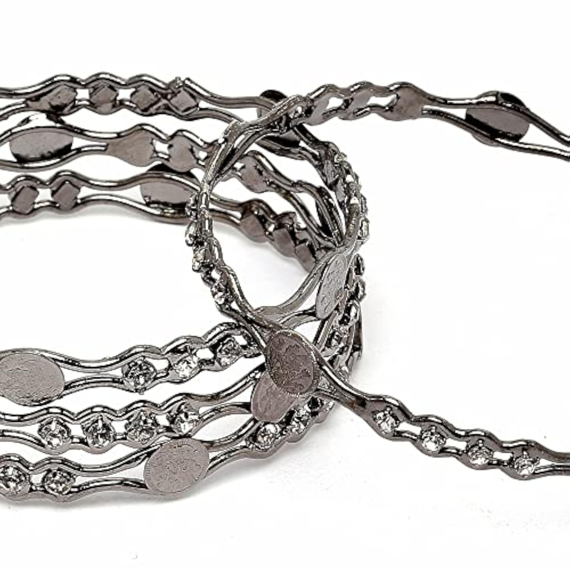 Oxidised Silver-Plated Temple Coin Bangles Set