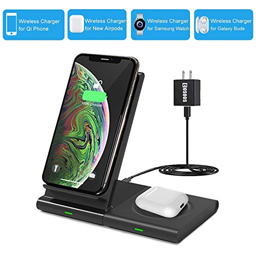 Dual Wireless Charger,COSOOS Qi Certified Wireless Charging Stand Pad for iPhone 11 Pro