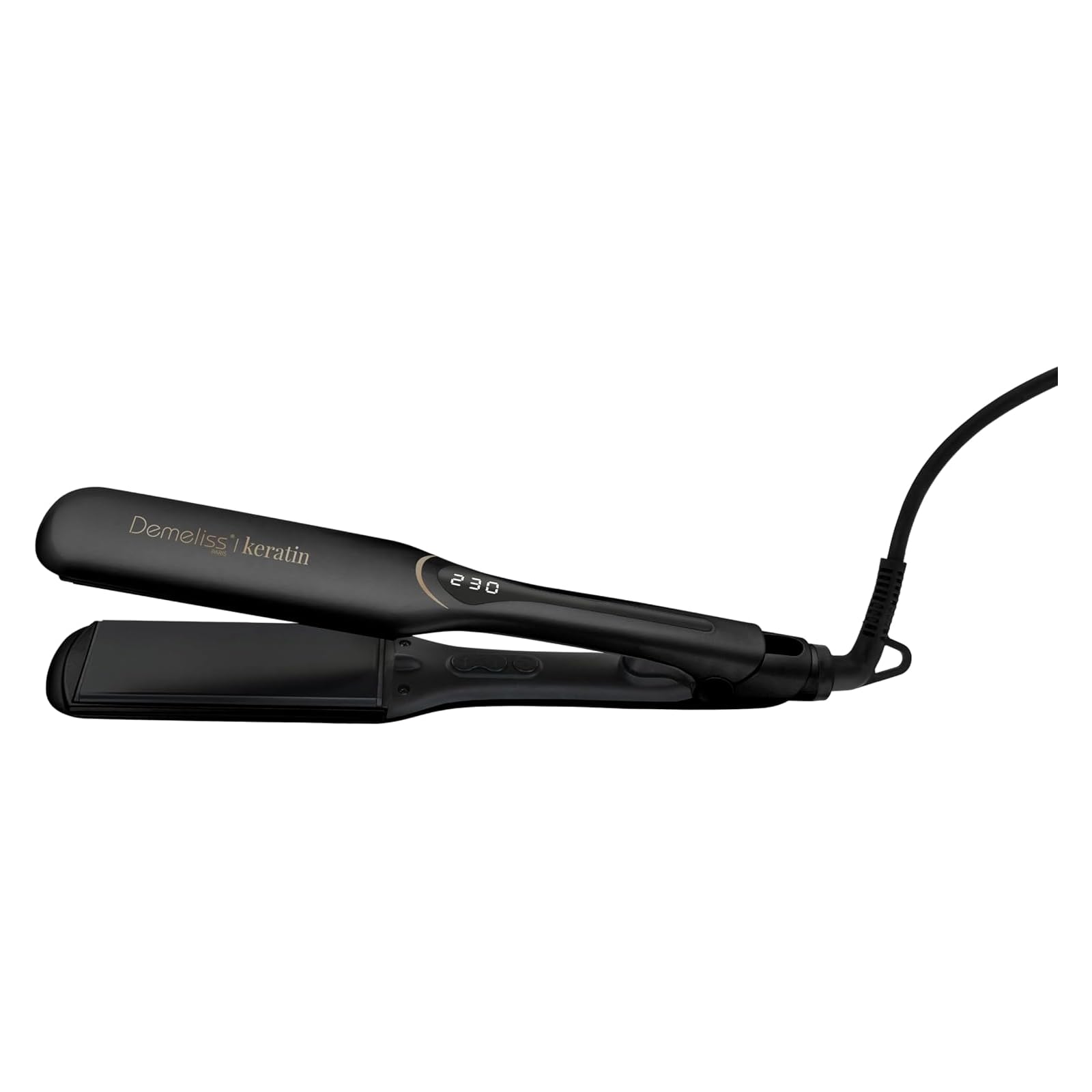 Demeliss Saint Algue Black Ceramic XL prostownica do włosów, szerokie płytki keratynowe, 14 temperatur, ekran cyfrowy, obrotowy przewód 360°, profesjonalne prostowanie - nadaje się do wszystkich