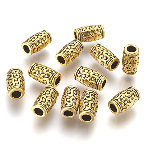 Pack of 20 Brass Metal Beads Tube/Tube Beads 3.5 mm Hole Spacer Set 12 x 7 mm Gold Loose Spacer Beads Intermediate Parts for Jewellery Making
