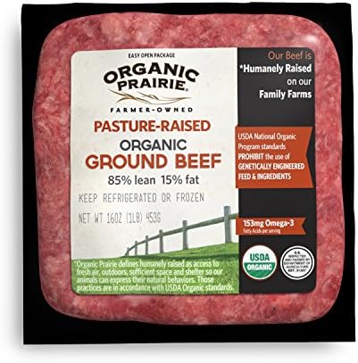 Organic Prairie Pasture Raised 85% Lean Organic Ground Beef, 1 lb