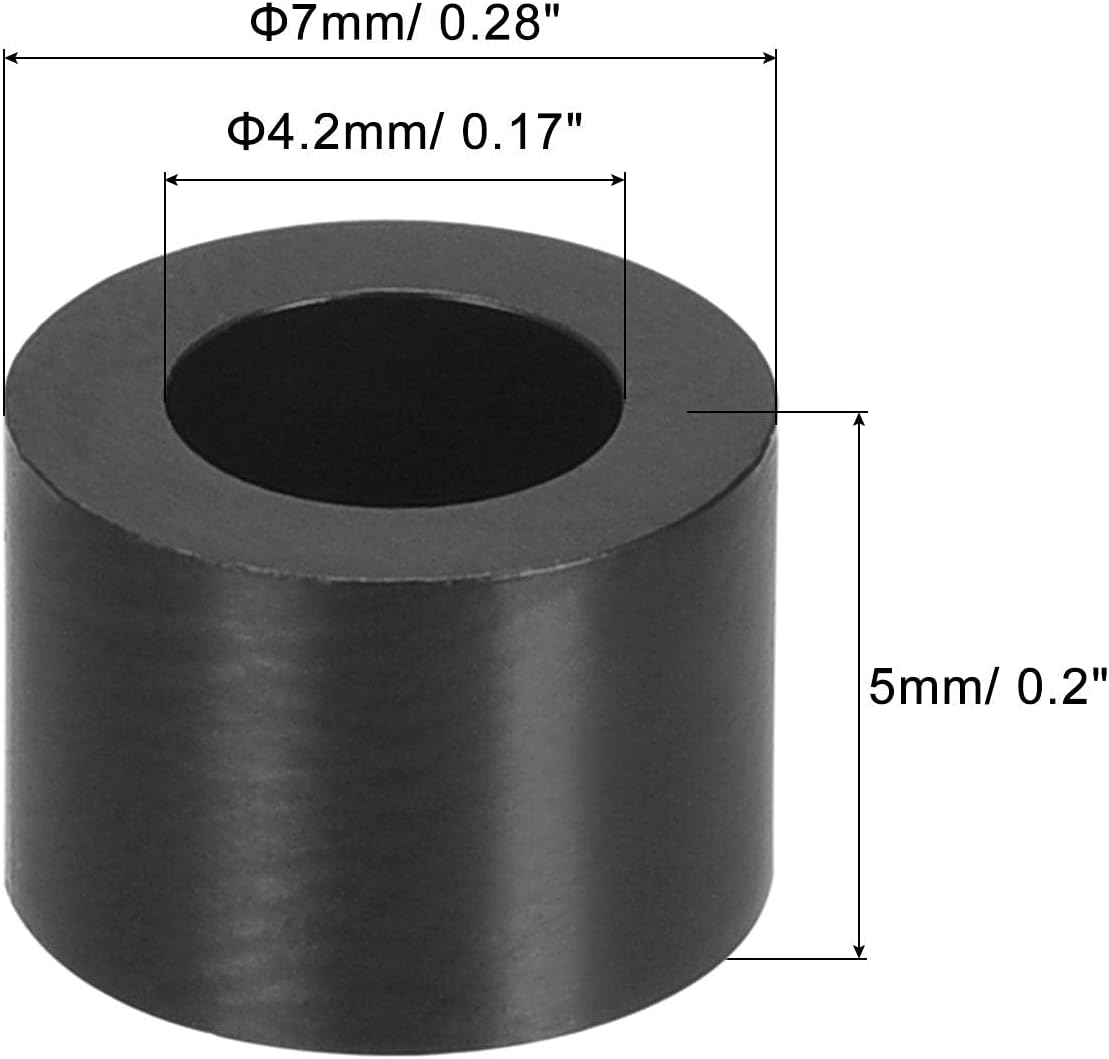 sourcing map ABS Round Spacer Washer ID 4.2mm OD 7mm L 5mm Plastic Standoff for 3D Printer TV Wall Mounting Electrical Outlet - Image 3