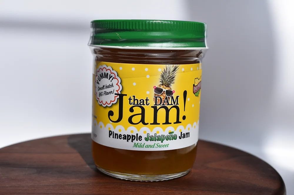 That Dam Jam - Handcrafted Pineapple Pepper Jams - A Burst of Sunshine in Every Jar - 8 oz - 100% Real Fruit, Vegan & Gluten Free (Pack of 2) (Pineapple Jalapeno)