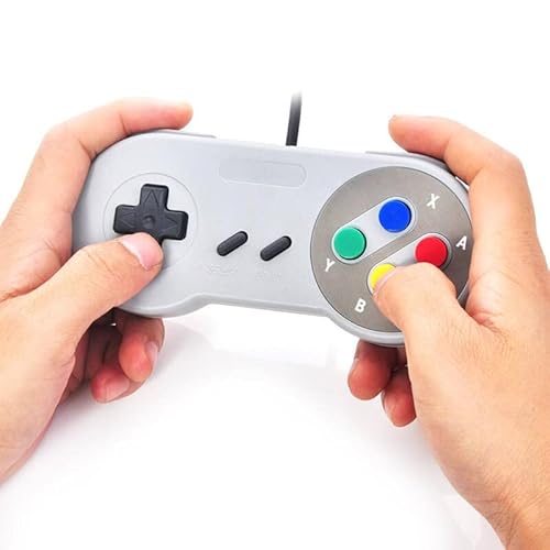 KIT COM 2 CONTROLE JOYSTICK COM FIO PARA VIDEO GAME SUPER-NINTENDO SNES