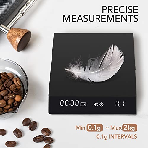 Timemore Coffee Scale With Timer, Espresso Scale With Flow Measurements, Digital Coffee Scale With Auto Timing Mode For Pour Over & Espresso, 2000G/0.1G, Black Mirror Nano, Black #TOP2