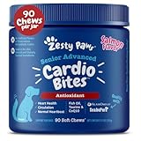 Zesty Paws Cardiovascular Support for Dogs - Taurine for Dogs - with CoQ10, L Carnitine & Sea Buckthorn - Senior Heart Health - AlaskOmega Fish Oil Omega 3 - Senior - Salmon - 90 Count