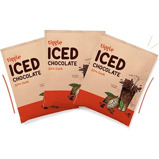 Tiggle 55% Dark Iced/ Cold Chocolate Mix Summer Special - 6 Sachets | As seen on Shark Tank India | Dark Chocolate Powder for Milkshake | Chocolatey & Smooth | Ready in 10 seconds | No refined sugar | Enjoy chilled