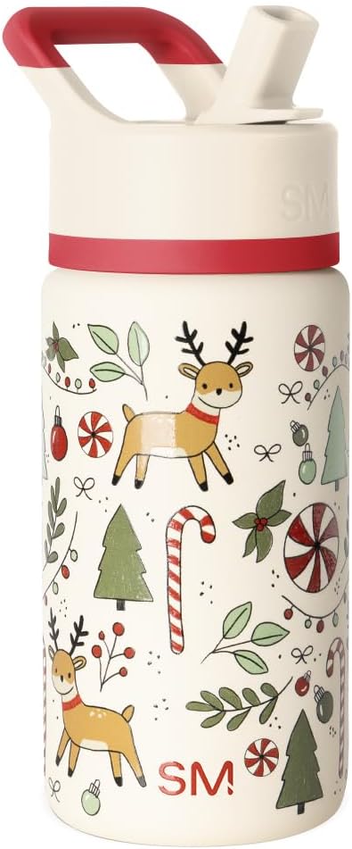 Simple Modern Kids Summit | Christmas Water Bottle with Straw Lid | 14oz Stainless Steel Cup Insulated Tumbler for Toddlers, School | Holiday Gifts for Girls Boys | Christmas Mix