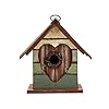 Glitzhome 6.8" H Hanging Bird House Outdoor Garden Patio Garden Decorative Pet Cottage Distressed Heart Wooden Birdhouse