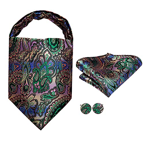 Image of Dubulle Paisley Floral Ascot for Men Self Tie Mens Cravat and Pocket Square Cufflinks Wedding