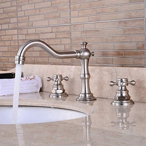 Grifo de lavabo de tres orificios ZXLIHS con mezclador de agua fría y caliente para encimera