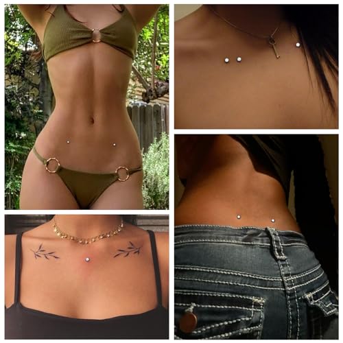 8 Pcs Hypoallergenic Dermal Jewelry 14G AB Cubic Zirconia Dermal Piercing Surgical Steel Micro Dermal Tops Skin Piercing Punk Body Jewelry Studs Gift 3mm 4mm 5mm4